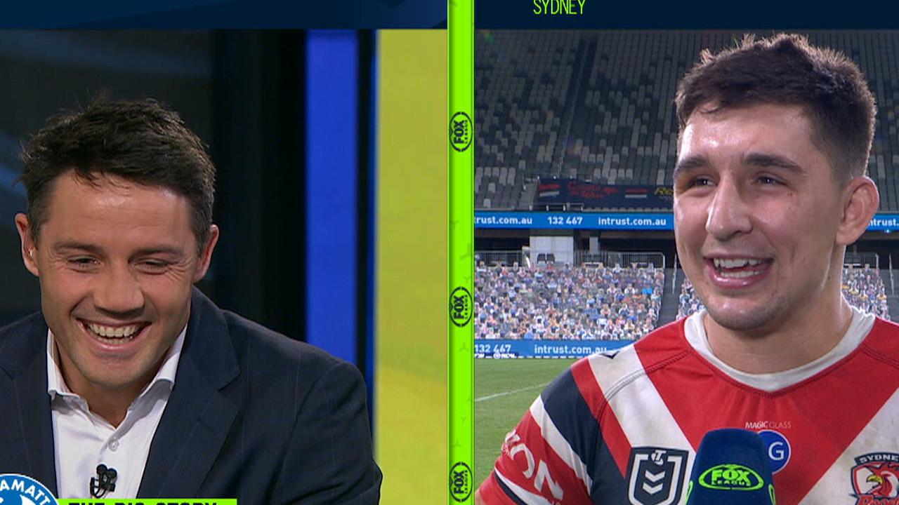 Victor Radley talks to old teammate Cooper Cronk