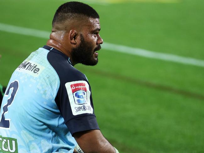 HAMILTON, NEW ZEALAND - JUNE 03:  Tolu Latu of the Waratahs sits in the sin bin after receiving a yellow card during the round 15 Super Rugby match between the Chiefs and the Waratahs at Waikato Stadium on June 3, 2017 in Hamilton, New Zealand.  (Photo by Hagen Hopkins/Getty Images)