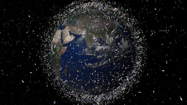 The millions of space junk fragments circling Earth are so tiny, that researchers don’t know how they can destroy them to avert damage when they collide with spacecraft and satellites. Picture: ESA Artist Impression.