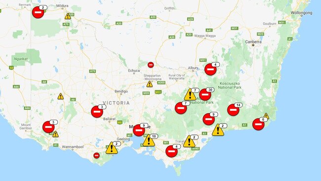 There are dozens of road closures across Victoria today. Picture: VicRoads