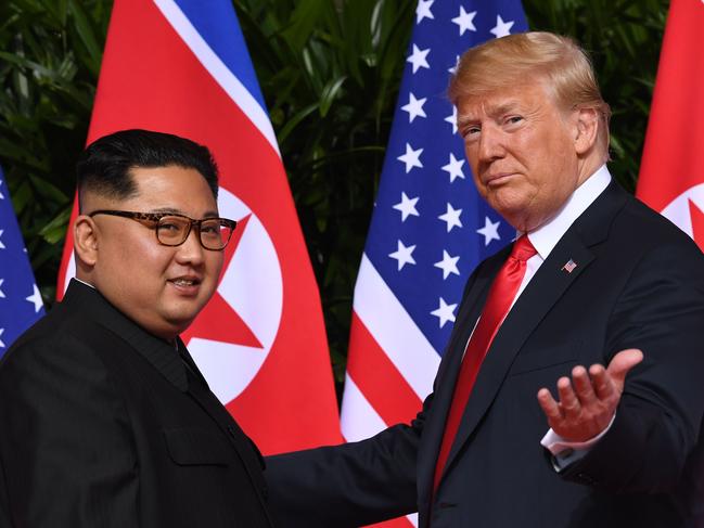 Former US president Donald Trump at one of his meetings with North Korea's leader Kim Jong-un. Picture: Saul Loeb/AFP