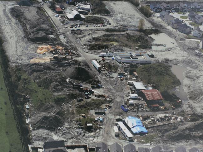 This handout photo shows an aerial view of the Pickton farm taken by police during their investigation in 2002. Picture: AP