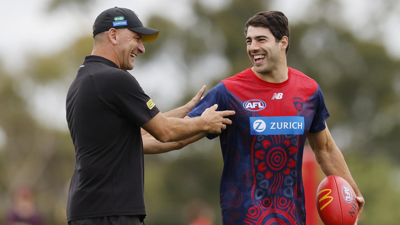 Adem Yze and Christian Petracca ahead of Richmond’s pre-season clash with the Demons. Pic: Michael Klein.