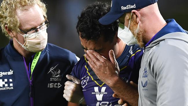 Jahrome Hughes suffered serious head injury after a Corey Harawira-Naera high hit. Picture: Getty Images