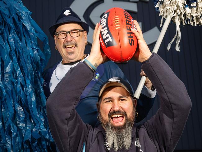 Carlton fan Jovan Kurilic and his father Risto are heading to Brisbane for the elimination final. Picture: Mark Stewart