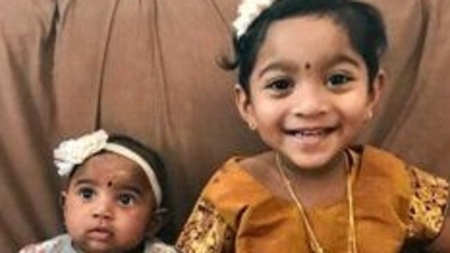 Tharunicaa, 1, and Kopika, 3, have been in detention with their parents, Nadesalingam and Priya, since March.  Picture: Supplied