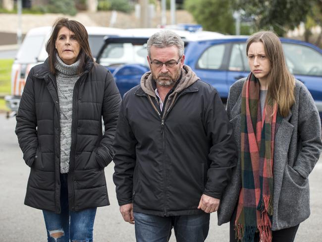 Patricia, Karen's aunty, with Karen's husband Borce Ristevski and daughter Sarah. Picture: Eugene Hyland