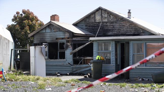 The house in Devon St, South Burnie from which a young family escaped after a fire took hold. Picture: GRANT WELLS