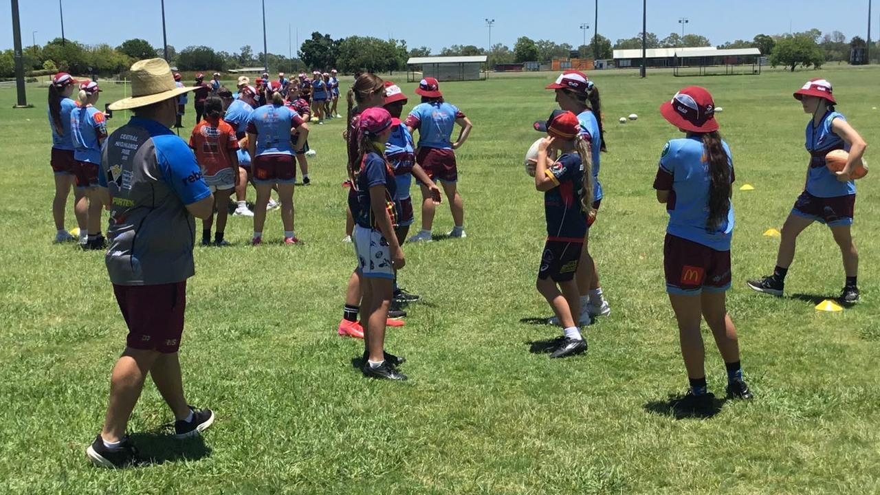 The CQ Capras under-19 girls helped run training clinics for junior girls at Blackwater and Emerald last weekend.