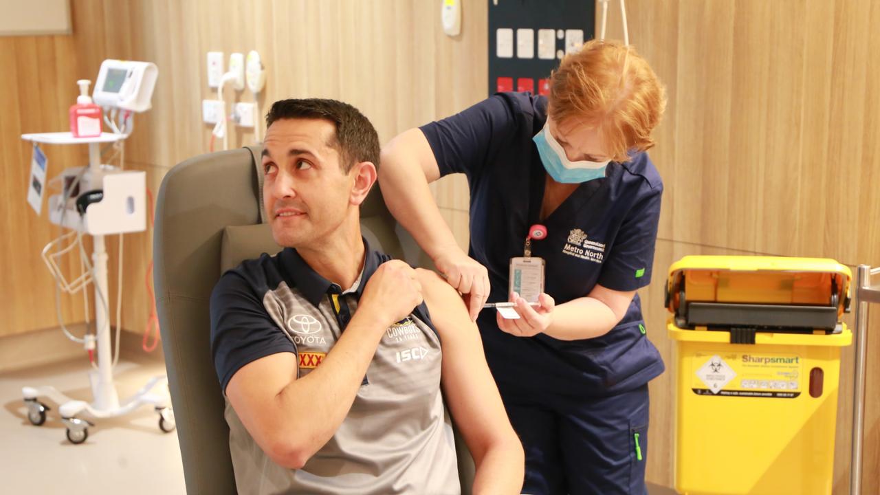 Queensland LNP Leader of the Opposition David Crisafulli receiving his COVID-19 vaccine. Picture Supplied