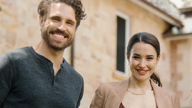 James O’Halloran, Rhiannon Fish and director Jo-Anne Brechin on the set of When Love Springs in Brisbane. Photo: David Fell