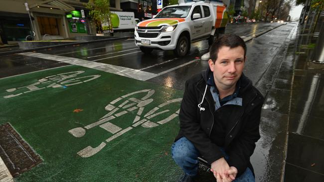 Mat Klock says city bike lanes have added to traffic congestion. Picture: Tony Gough