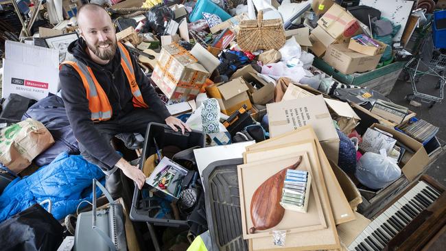 South Hobart Tip Shop operations co ordinator Matthew Parry ahead of the drive way Sale. Picture: Chris Kidd