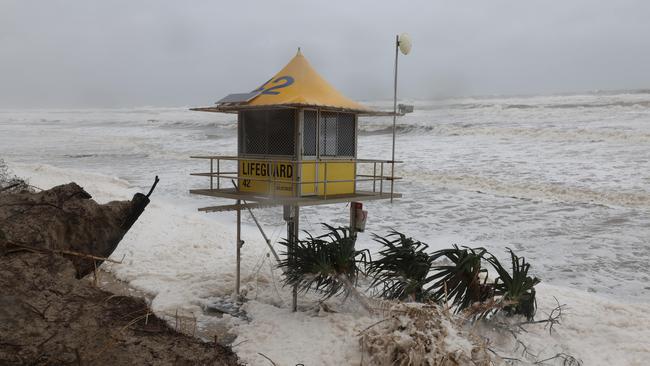 Gold Coast battered by Cyclone Alfred, as it made land. Tower 42 on The Spit becomes a tourist attraction.. Picture Glenn Hampson