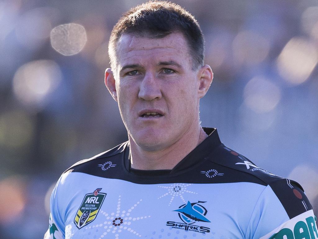 Paul Gallen of the Sharks warms up before the Round 11 NRL match between the Cronulla-Sutherland Sharks and the Canterbury-Bankstown Bulldogs at Southern Cross Group Stadium in Sydney, Sunday, May 20, 2018. (AAP Image/Craig Golding) NO ARCHIVING, EDITORIAL USE ONLY