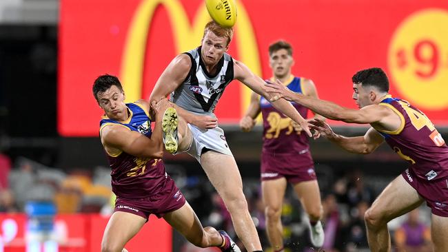 Willem Drew says Port Adelaide needs to work on the quality of its Inside 50 entries, which were poor on Saturday night. Picture: Bradley Kanaris/Getty Images