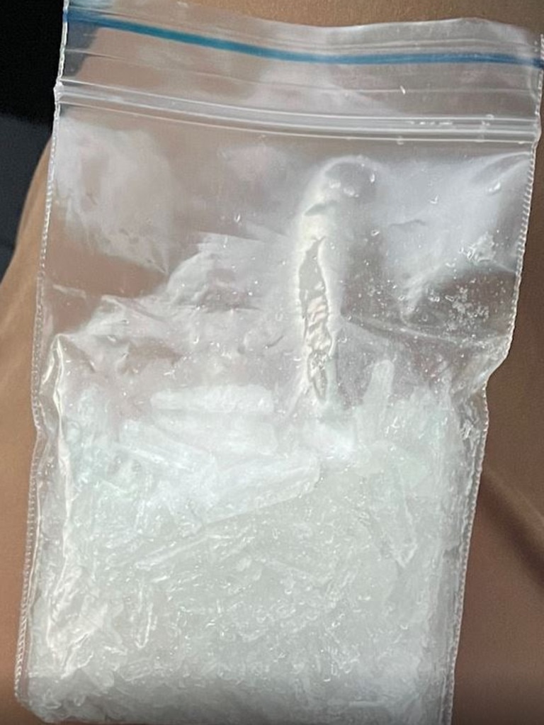 A white crystal substance inside a clear plastic bag. Picture: Qld Police
