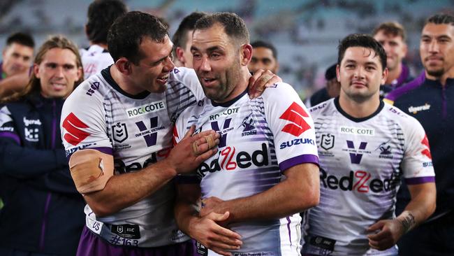 Finucane with Cameron Smith after the Storm’s 2020 premiership success.