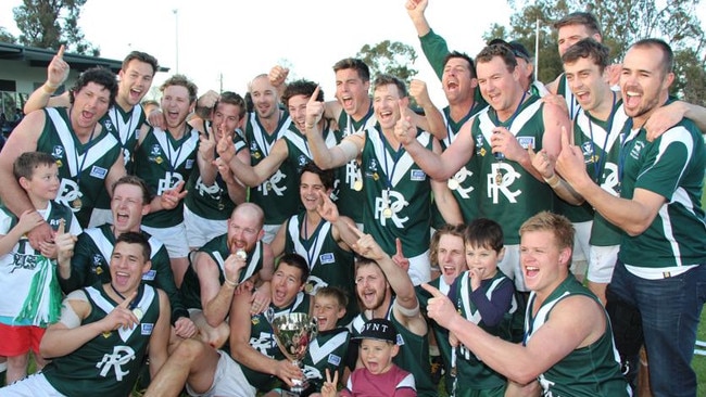 Rennie after winning the 2017 premiership. Picture: Hannah Driscoll