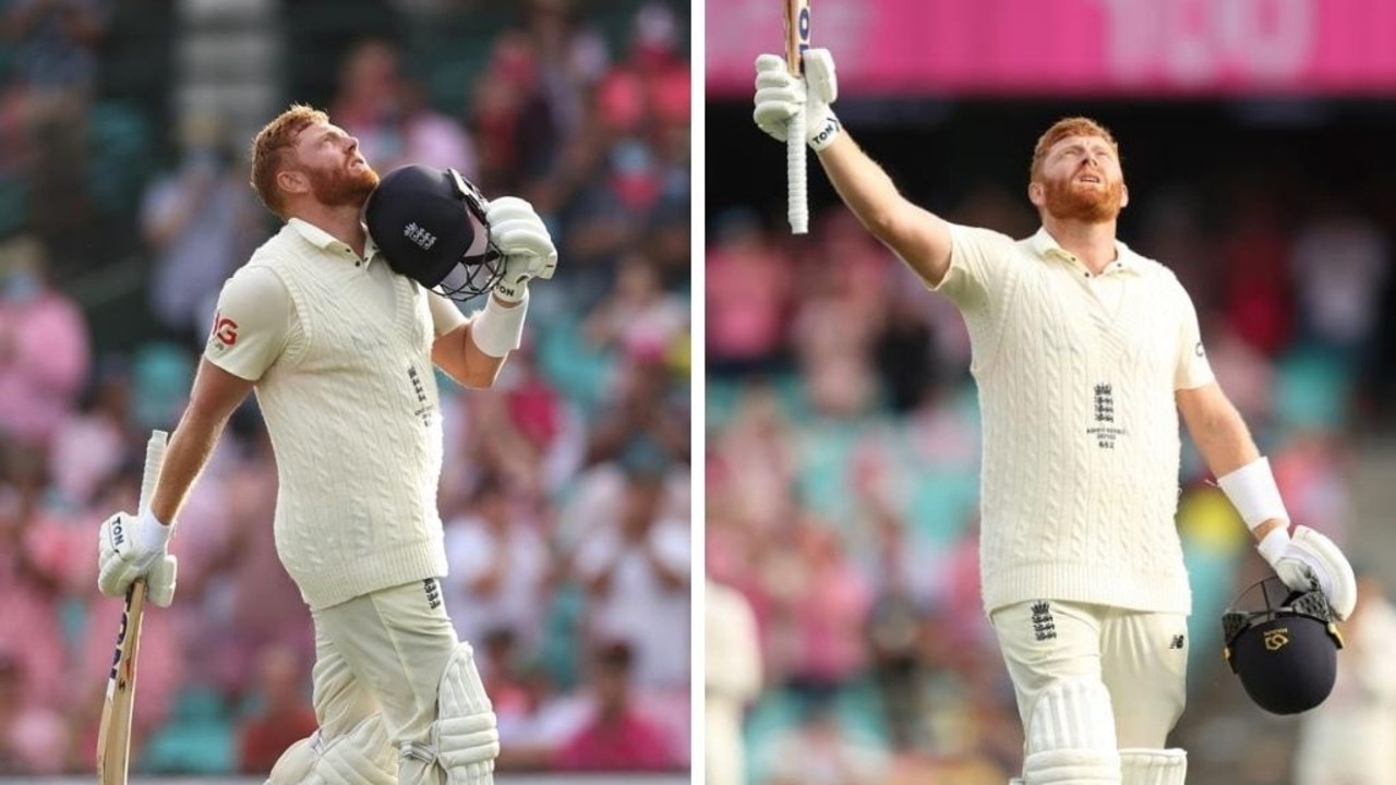 There was plenty of emotion as Bairstow reached triple figures. Photo: Mark Kolbe and Cameron Spencer/Getty Images