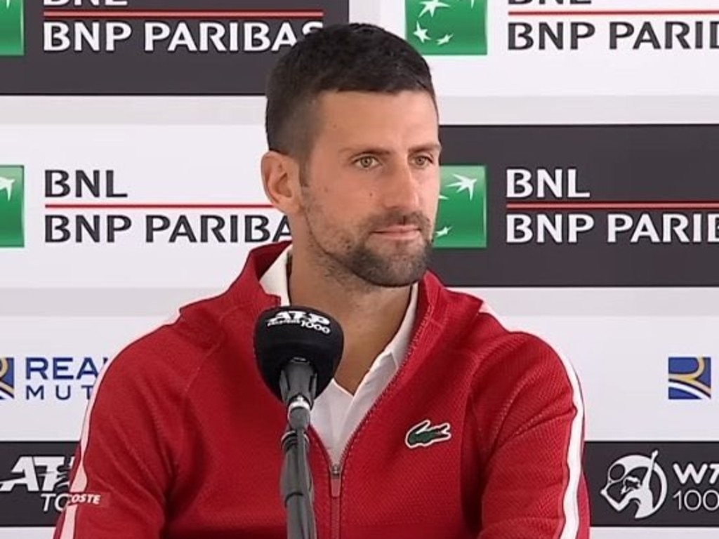 Novak Djokovic fronted the ress. Photo: Twitter, Tennis Letter.