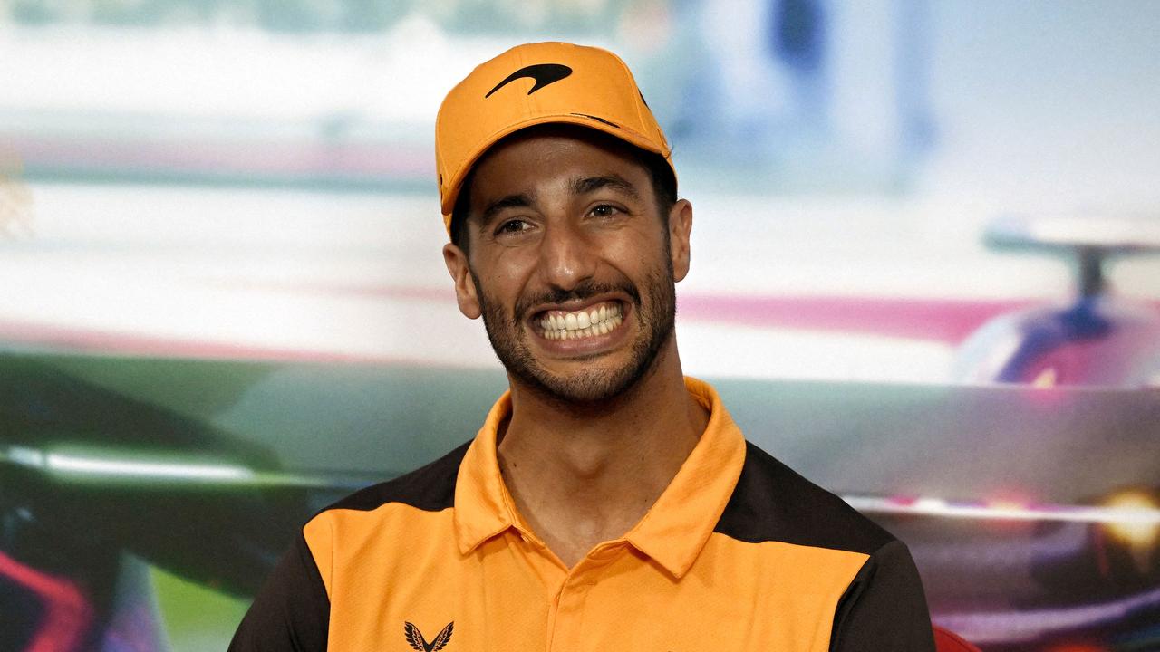 McLaren F1 Team's Australian driver Daniel Ricciardo gestures before a press conference at the Autodromo Hermanos Rodriguez in Mexico City on October 27, 2022, ahead of the Formula One Mexico Grand Prix. (Photo by ALFREDO ESTRELLA / AFP)