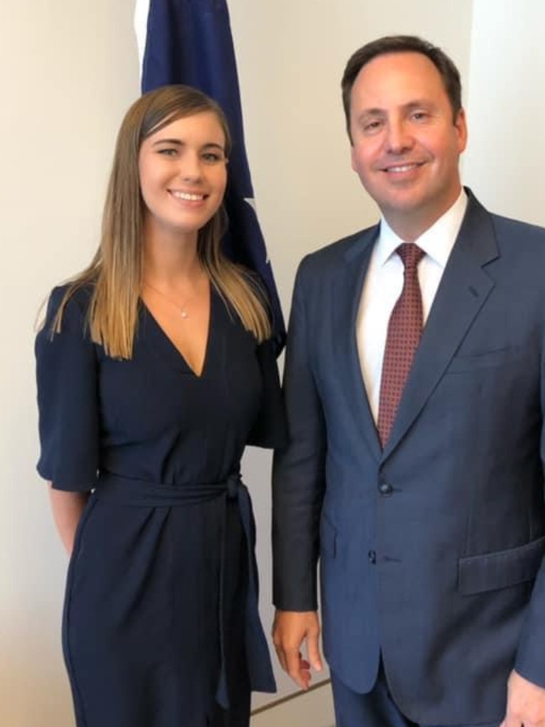 Brittany Higgins with former boss Steve Ciobo.