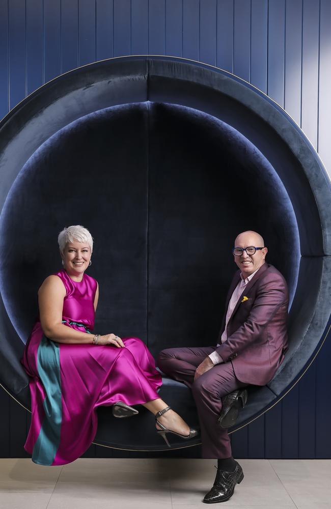 Cathie Reid with husband and business partner Stuart Giles. Picture: Mark Cranitch