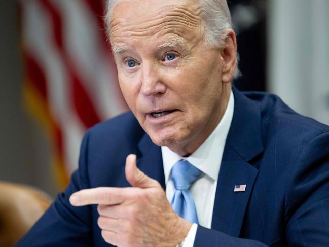 US President Joe Biden speaks about the situation in Israel as he holds an interagency briefing on the Hurricane Helene response and recovery efforts in the Roosevelt Room of the White House on October 1, 2024. (Photo by SAUL LOEB / AFP)