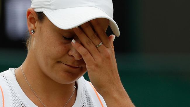 Ash Barty couldn’t hide her disappointment. Picture: AFP