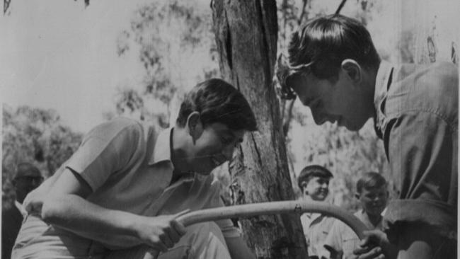 Charles (left) during his time at Victoria’s Geelong Grammar School in 1966. Picture: Supplied