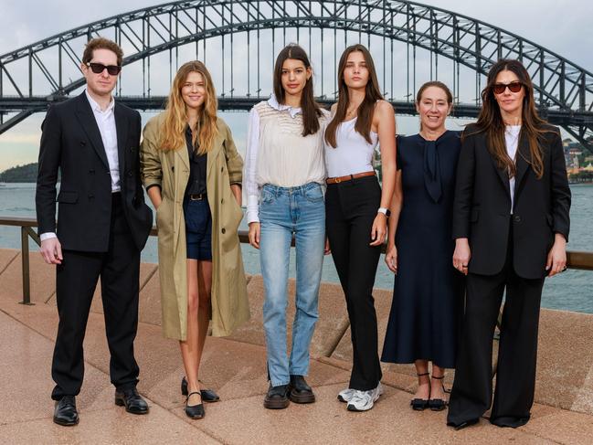 Weekend Telegraph. 18, November, 2024.Fashion designers and models Marc Freeman, Victoria Lee,  Jemma Wittwer, Reka Szedljak, Edwina McCann, and Camilla Freeman Topper, at the Opera House, today, for a shake up of Sydney Fashion Week.Picture: Justin Lloyd.