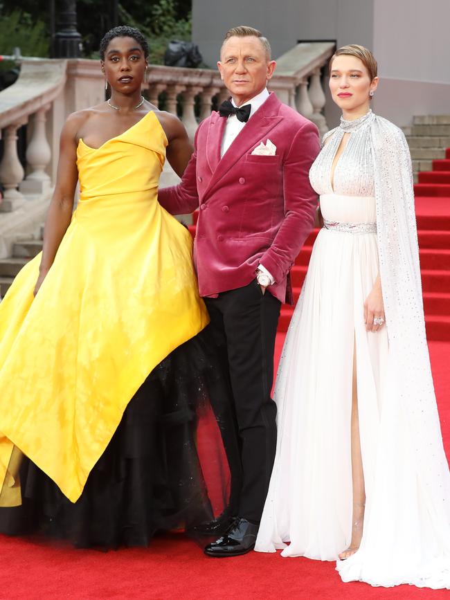 Bond co-stars Lashana Lynch, Daniel Craig and Lea Seydoux at the film’s premiere in September.