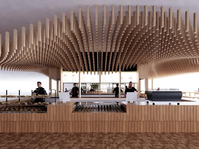 An artist impression of the Wollumbin café and bar at Gold Coast Airport. Picture: Supplied