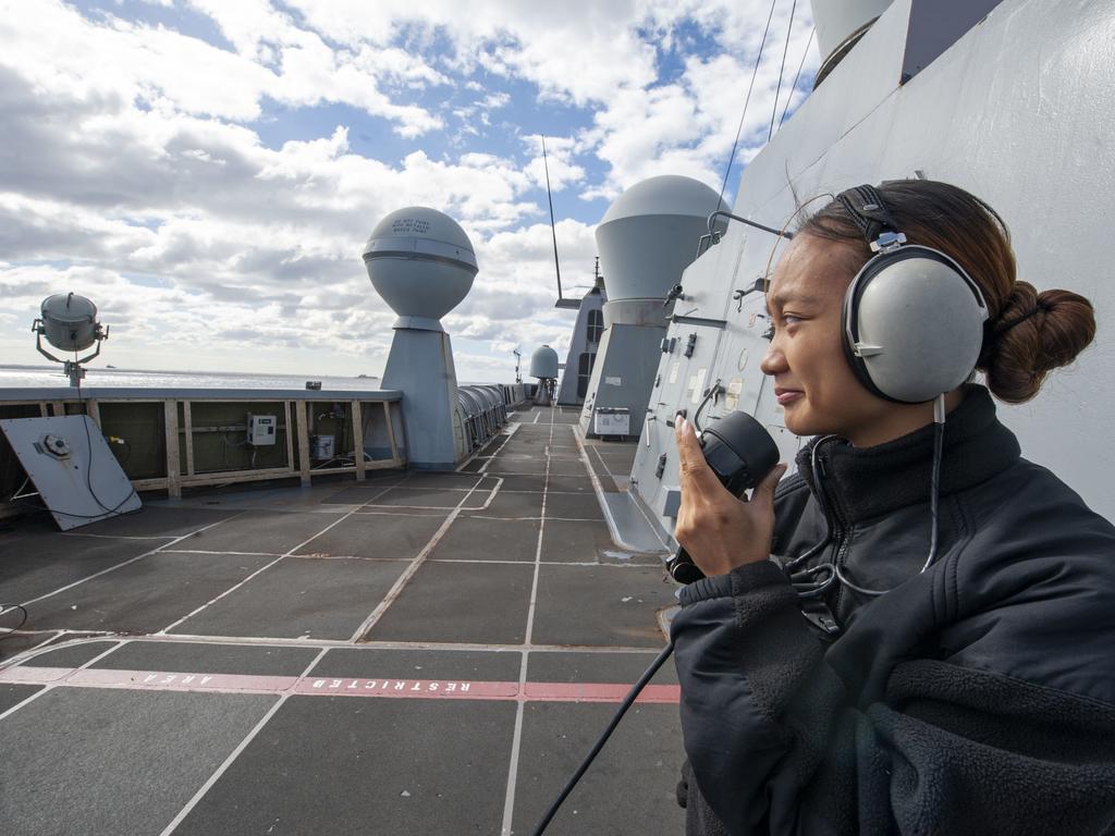 210722-N-XB010-1015 CORAL SEA (July 22, 2021) Seaman Lovyani Ecalnir, from Las Vegas, stands starboard lookout watch on the USS New Orleans (LPD 18) bridge wing during a Talisman Sabre (TS) 21 exercise. This is the ninth iteration of Talisman Sabre, a large-scale, bilateral military exercise between Australia and the U.S. involving more than 17,000 participants from seven nations. The month-long multi-domain exercise consists of a series of training events that reinforce the strong U.S./Australian alliance and demonstrate the U.S. MilitaryÃ¢â&#130;¬â&#132;¢s unwavering commitment to a free and open Indo-Pacific. (U.S. Navy photo by Mass Communication Specialist 2nd Class Desmond Parks)