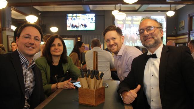 (L-R) Daniel, Bozena, Todd and Richard at The Edinburgh Castle, Sydney CBD. Richard decked out fantastically for the Melbourne Cup.