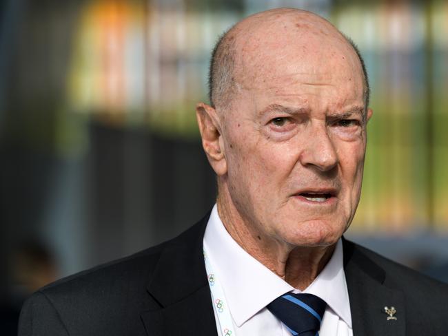 Autralian former International Olympic Committee (IOC) member Kevan Gosper looks on prior to the Los Angeles 2014 bid presentation before the International Olympic Committee (IOC) members on July 11, 2017 in Lausanne.  Members of the International Olympic Committee (IOC) will hold an extraordinary session after presentations by the campaign teams for Los Angeles and Paris, battling for the right to succeed 2020 hosts Tokyo and stage the Games in seven years’ time. / AFP PHOTO / Fabrice COFFRINI