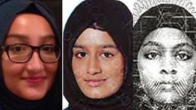 (L-R) British teenagers Kadiza Sultana, Shamima Begum  and Amira Abase travelled four years ago to Syria to join Islamic State terrorists. 