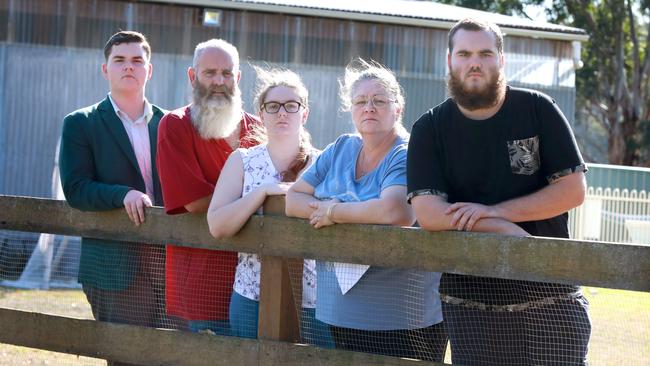 William, Anthony, Jesse, Cassandra and Thomas Hunt are determined to stay in their home. Picture: AAP Image / Angelo Velardo