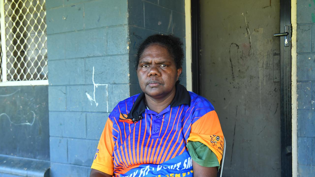 Tamnee Taiti on her front veranda is fed up with living in sewage because of broken pipes. Picture: (A)manda Parkinson