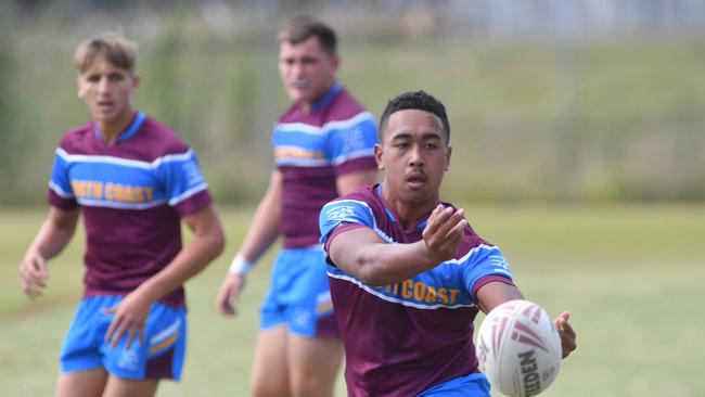 Queensland School Rugby League Championship Finals at Jack Manski Oval, Townsville. south coast Maroon's Jake Lateo. Picture: Evan Morgan