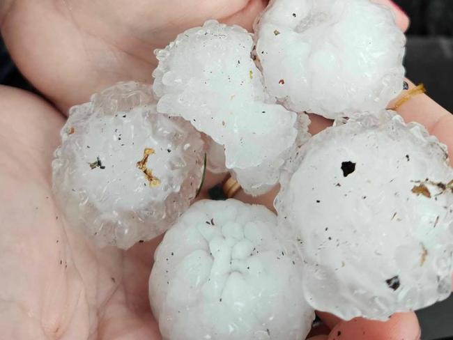 five centimetre hail in Rutherford NSW. Picture: Facebook