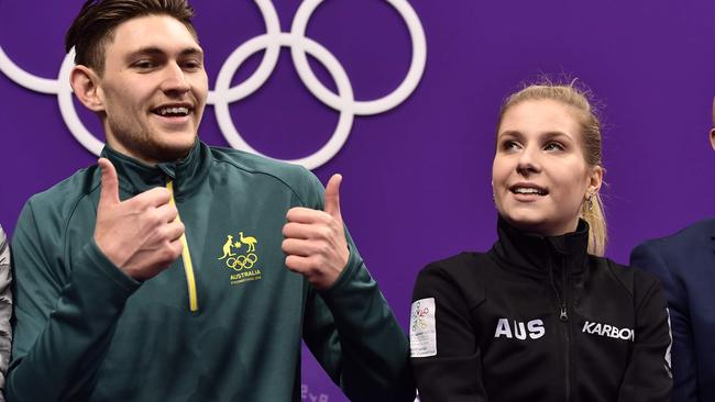 Ekaterina Alexandrovskaya with Harley Windsor in Pyeongchang in 2018.