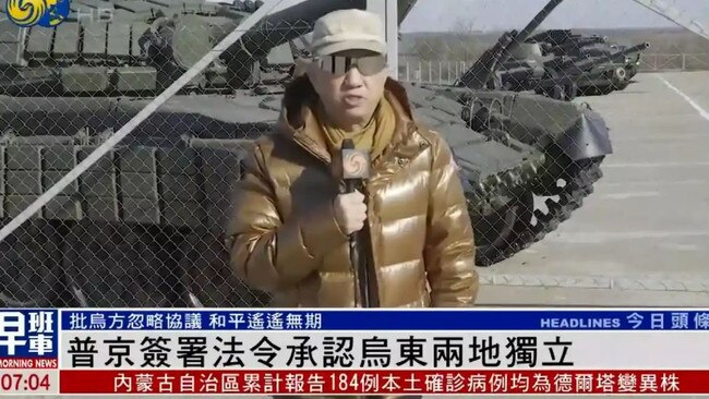 China's Lu Yuguang reporting from Russia's 'frontline'. Picture: Supplied