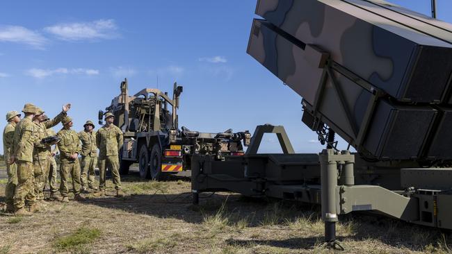 Australian Army soldiers from 16th Regiment, Royal Australian Artillery, train to operate a NASAMS missile launcher. Picture: Defence