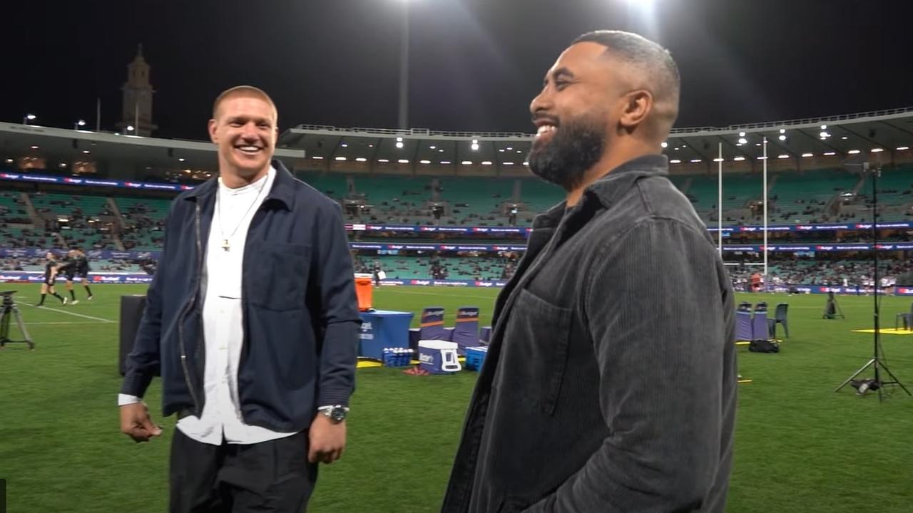 Michael Jennings was part of the Sydney Roosters' 2013 premiership reunion celebrations in August, 2023. Picture: YouTube