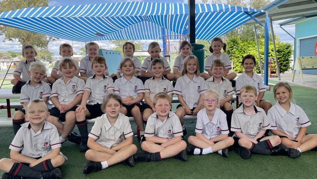 Our Lady of Southern Cross College, Class 1B 2022. Back row (L-R) Harry, George, Mitchell, Ben, Seb, Emery, Ava. Middle (L-R) Nate, Mia, Hamish, Clare, Conor, Bille, Lewis, Jasmine. Front row (L-R) Max, Maddison, Angus, Evie, Noah, Alisha Picture: Emily Devon.
