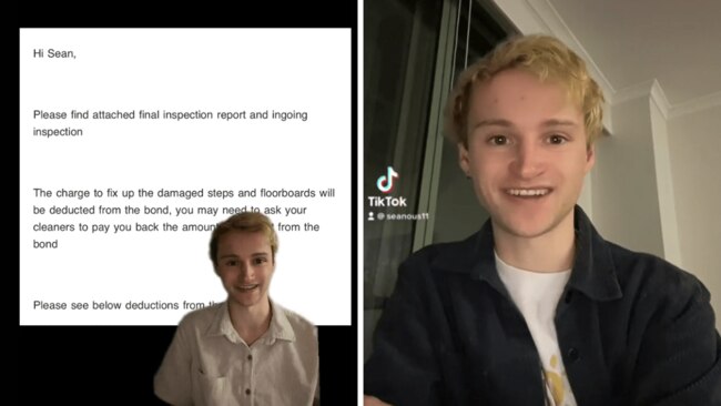 Sean's property manager tried to keep his bond and allegedly blamed him for existing damage to the property. Source: TikTok/seanous11