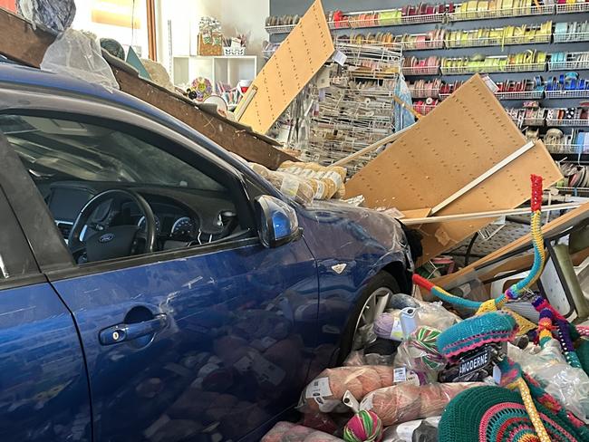 A car has crashed into a haberdashery shop at Swansea on May 24, 2024. Picture: Fire and Rescue NSW.