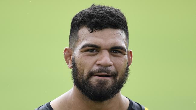 TOWNSVILLE, AUSTRALIA - FEBRUARY 17: David Fifita of the Indigenous All Stars looks on during an Indigenous Men's All-Star training session at Townsville Sports Reserve on February 17, 2021 in Townsville, Australia. (Photo by Ian Hitchcock/Getty Images)